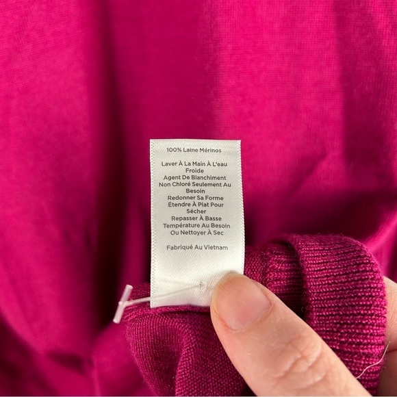 NWOT Talbots Women's Size XL Marino Wool Maroon Pearl Button Sweater - Picture 6 of 8